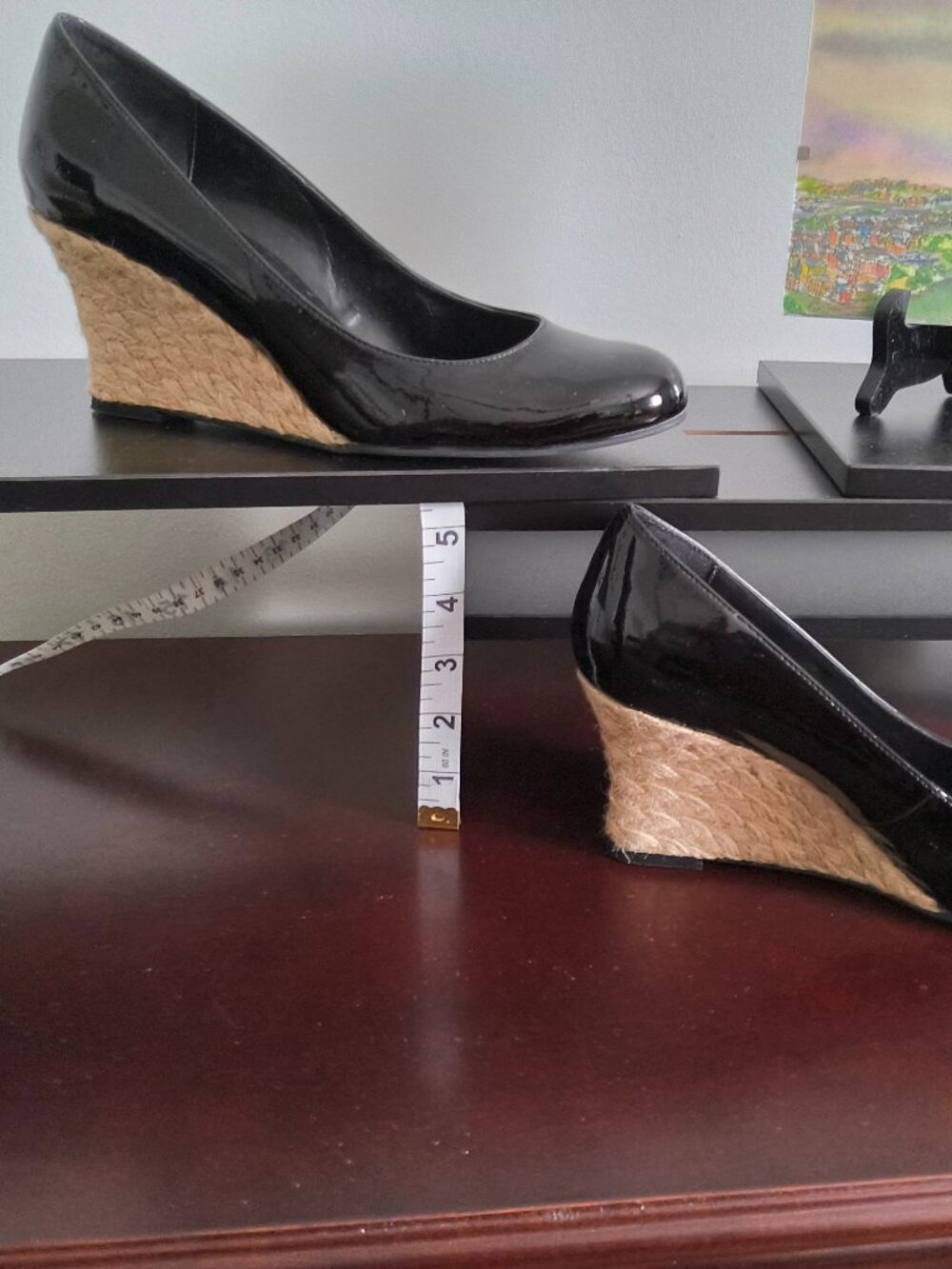 Vaneli Patent Espadrille Wedge Heels. Size 9 wide